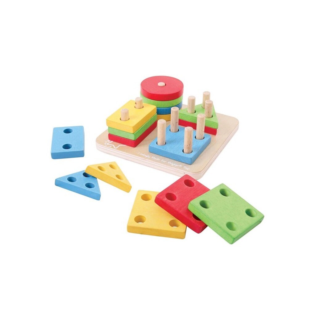 Bigjigs Wooden Shapes Stacking Game 17dlg.