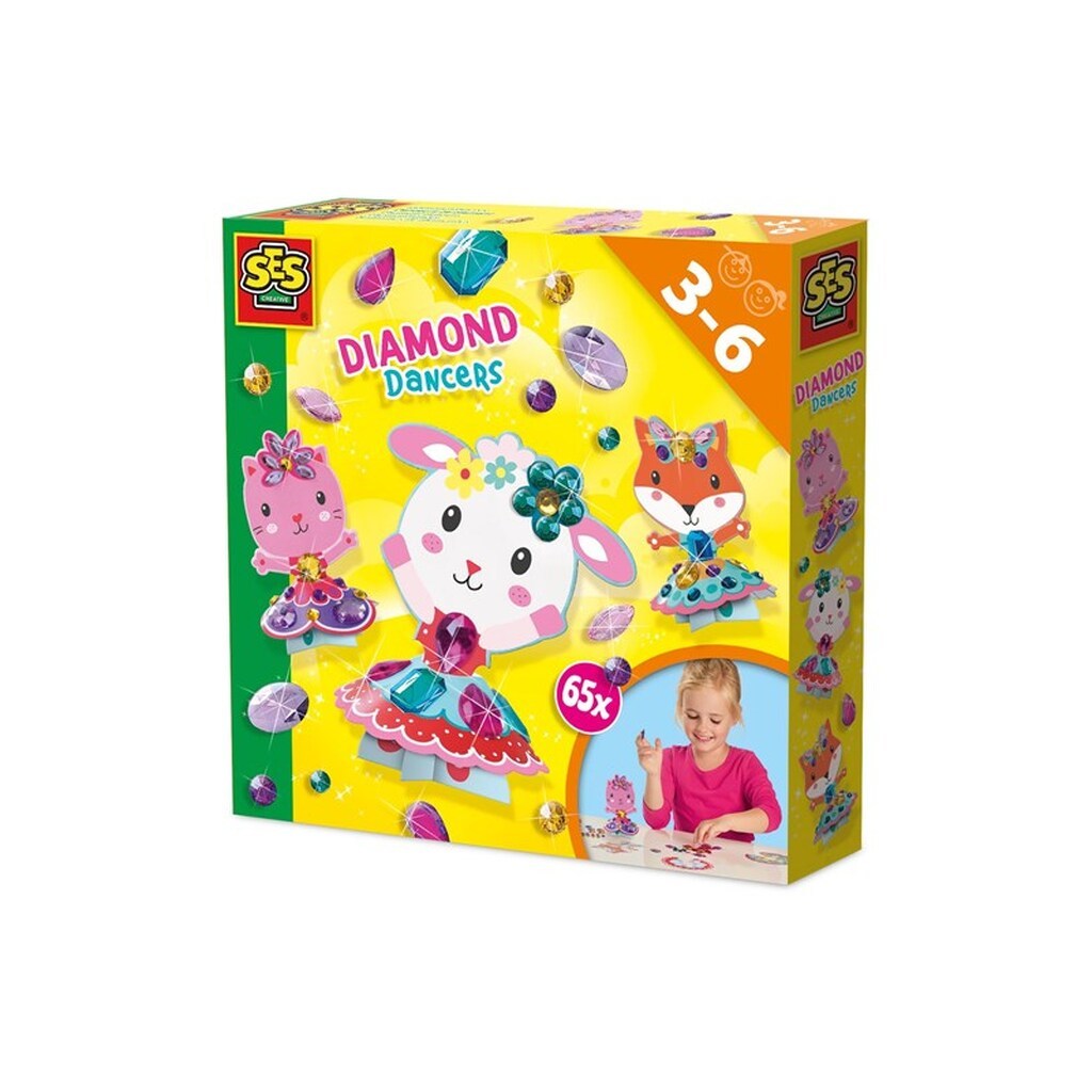 SES Creative Diamond Dancers - Craft Kit to Make Paper Dancing Dolls - Decorate with 65 Diamond Stickers
