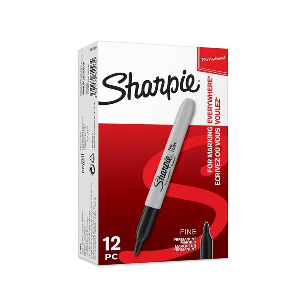 Sharpie Permanent Markers | Fin spids | Sort | 12 styk