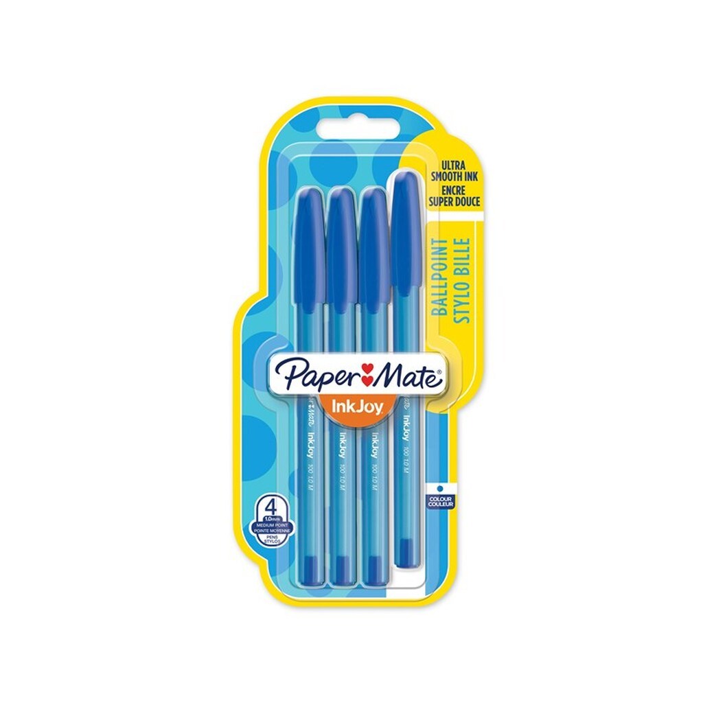 Paper Mate InkJoy 100ST Ballpoint Pens | Medium spids (0,7 mm) | Blå | 4 styk