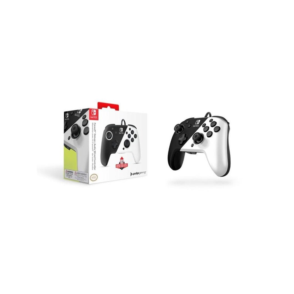 PDP Faceoff Deluxe+ Audio Wired Controller - Black/White - Wired Controller - Nintendo Switch