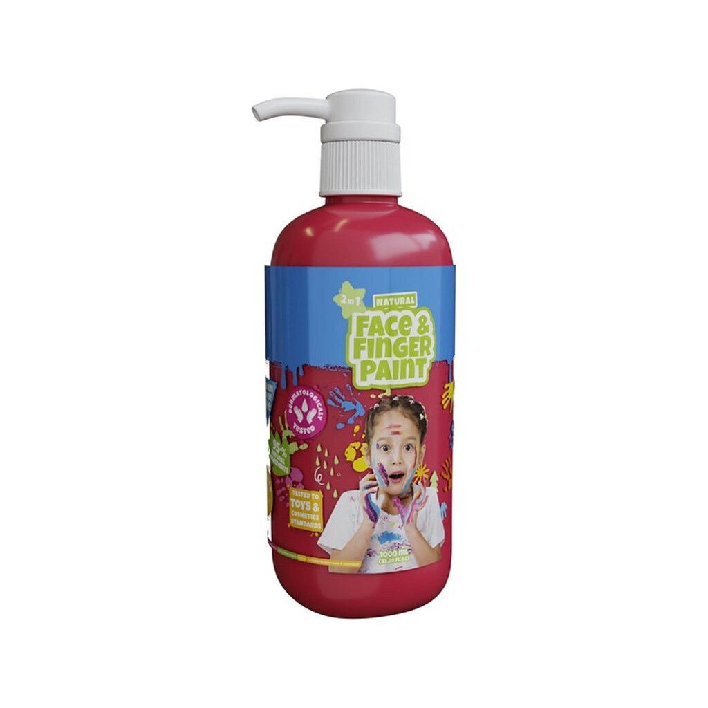 Boti Natural Face &amp; Fingerpaint Bottle with Pump - Red 1L