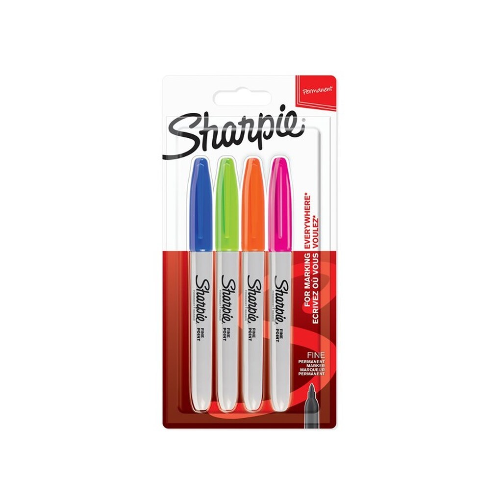 Sharpie Permanent Markers | Fin spids | Forskellige sjove farver | 4 styk