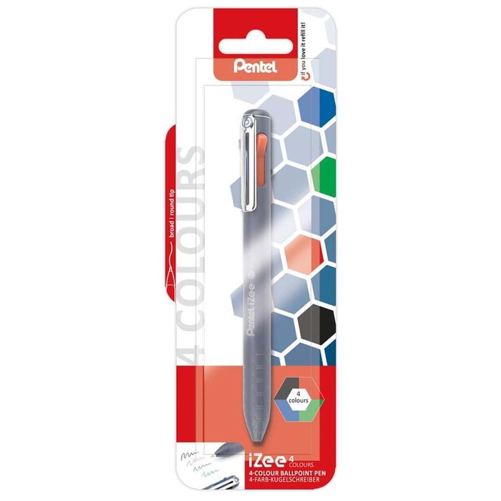 Pentel XBXC470DC/1 iZee Kuglepen 4-farver 1mm sort,rød,blå,grøn