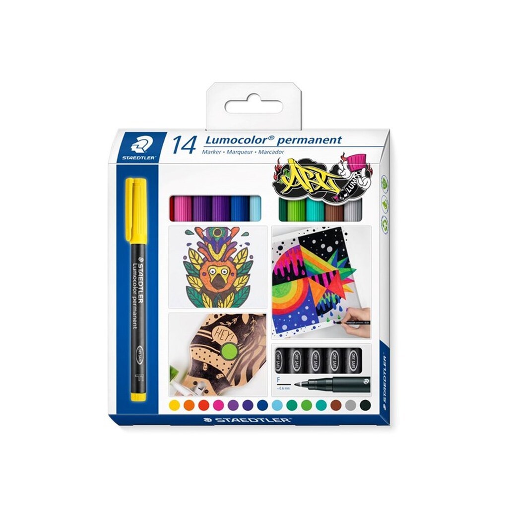 Staedtler Lumocolor Perm F 0,6mm 14 ass/boks