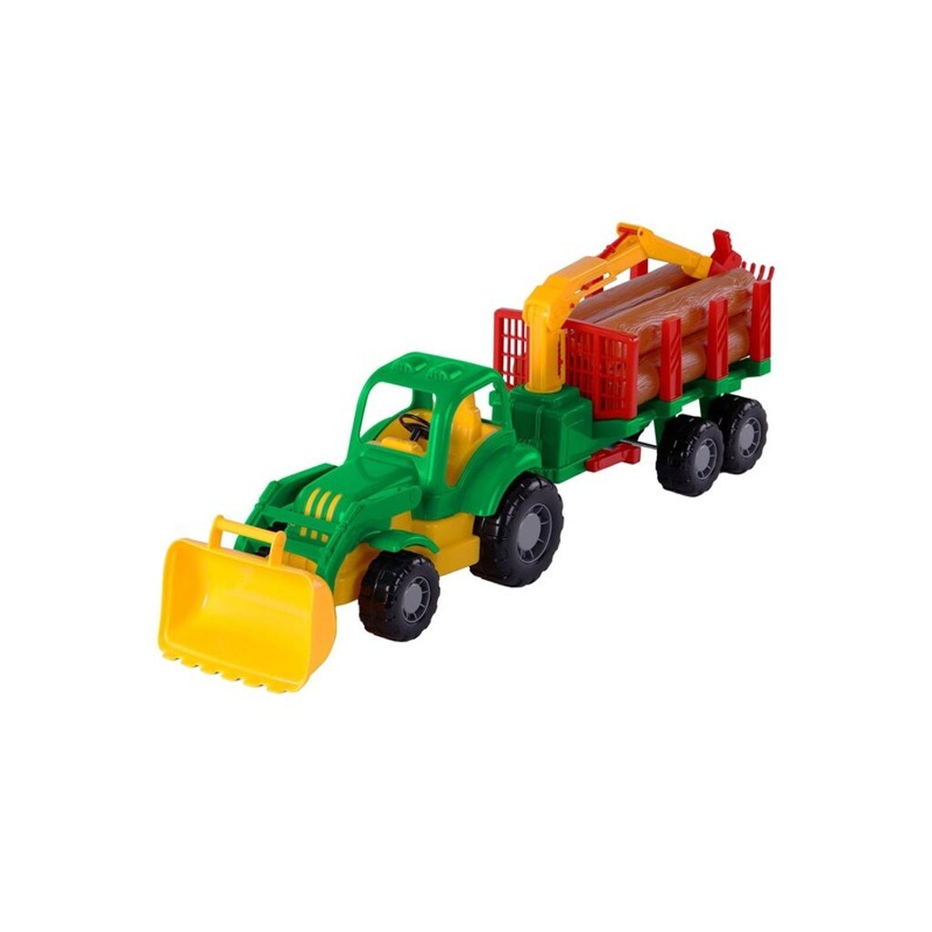 Cavallino Toys - Tractor with Trailer and Wood 61cm