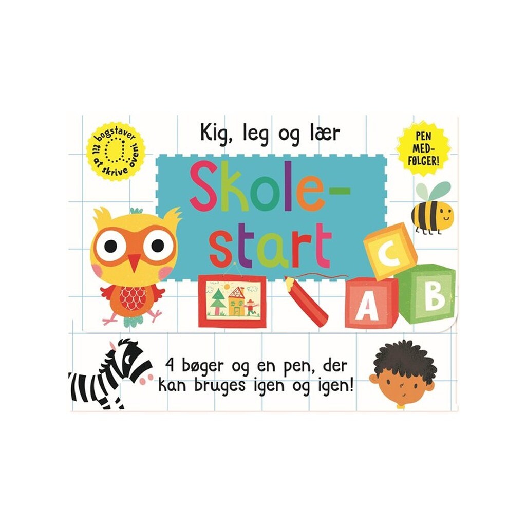 Skriv og visk ud - Skolestart (kuffert med 4 bøger og pen) - Børnebog