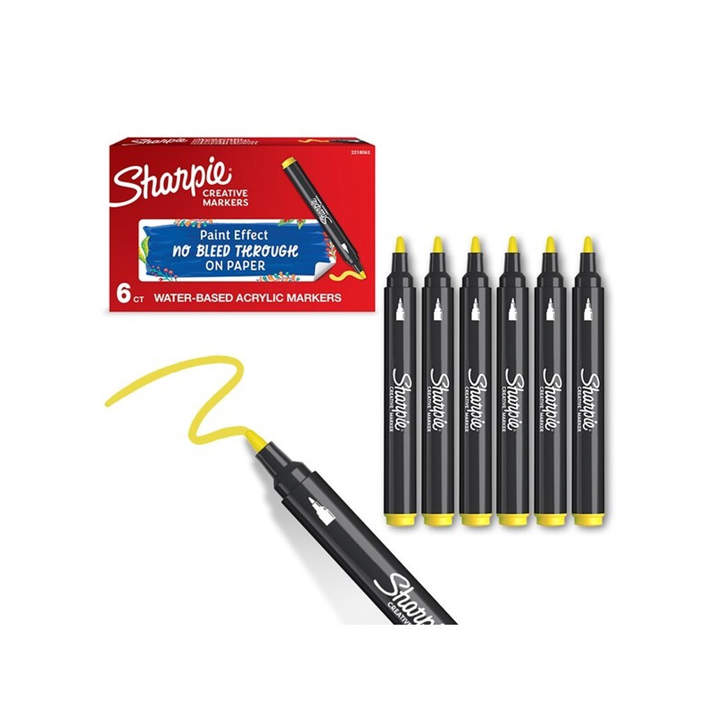 Sharpie Creative Akryl Paint Marker | Bullet spids | Gul | 6 stk