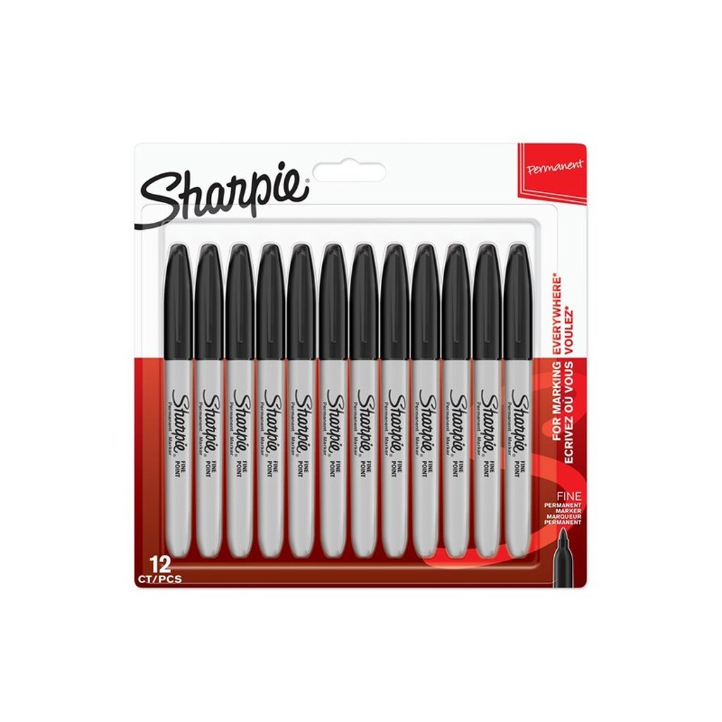 Sharpie Permanent Markers | Fin spids | Sort | 12 styk