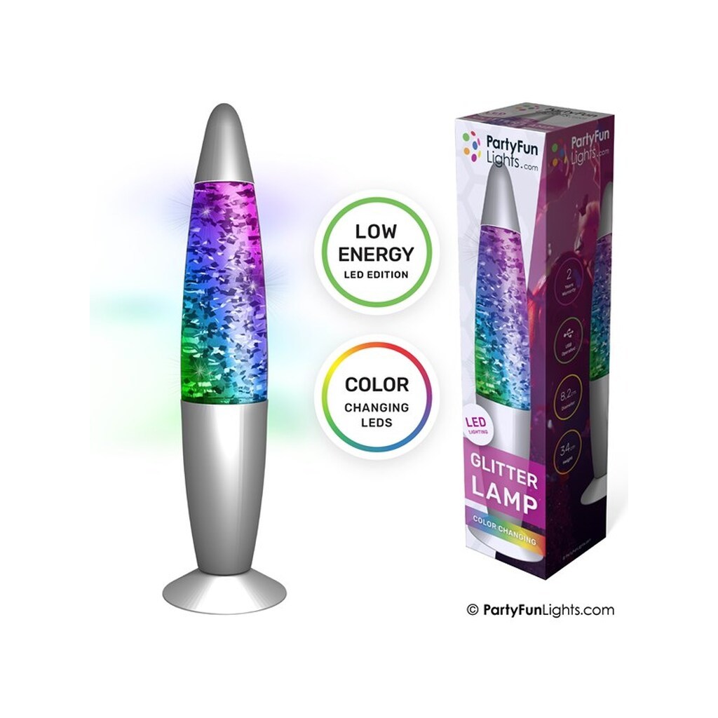 Party Funlight Glitter lampe - Multifarvet H: 34cm