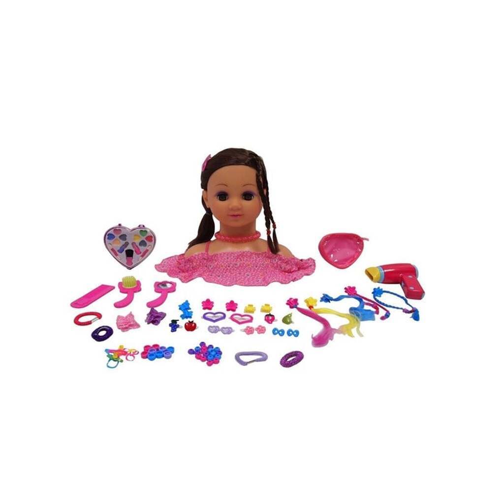 Happy Friend Sminke- &amp; Hårstylinghoved Brunt hår