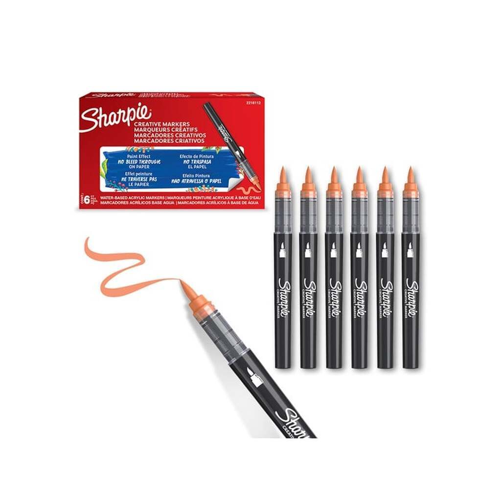 Sharpie Creative Akryl Paint Marker  | Penselspids | Orange | 6 stk