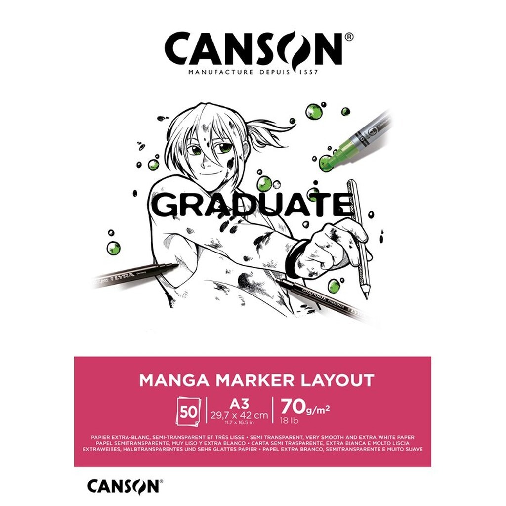 Canson Graduate Manga Marker Layout Pad A3 70G 50 SH