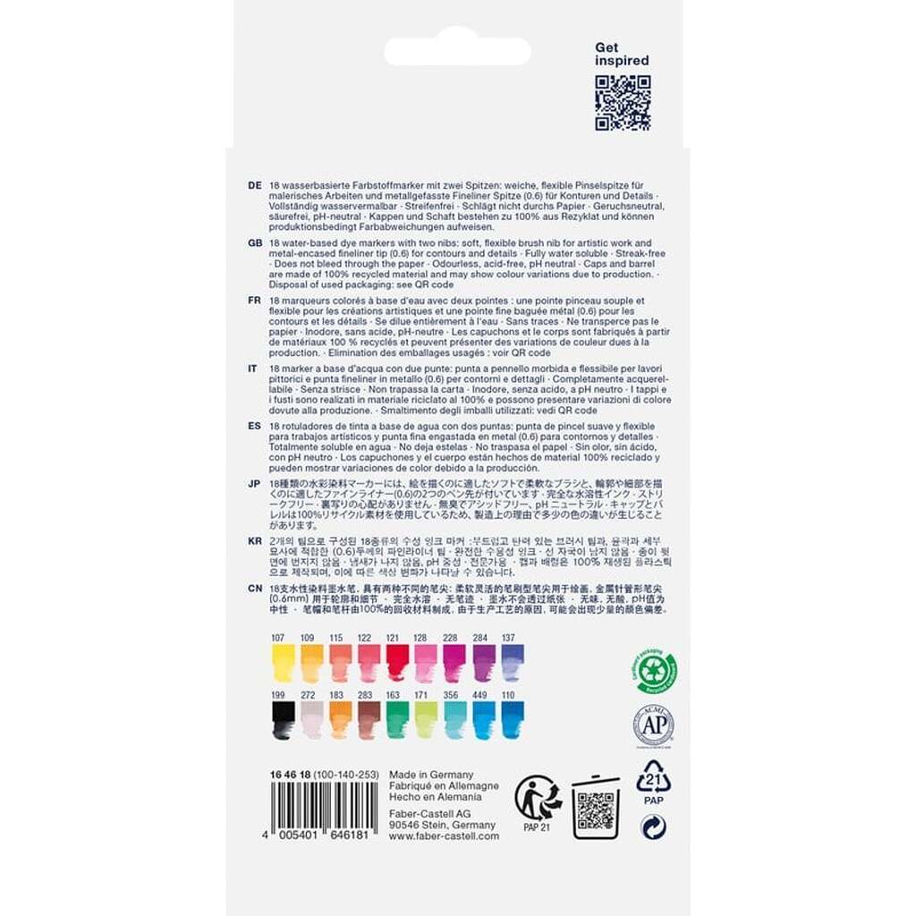 Faber-Castell Goldfaber Aqua Dual Marker, etui med 18 stk.