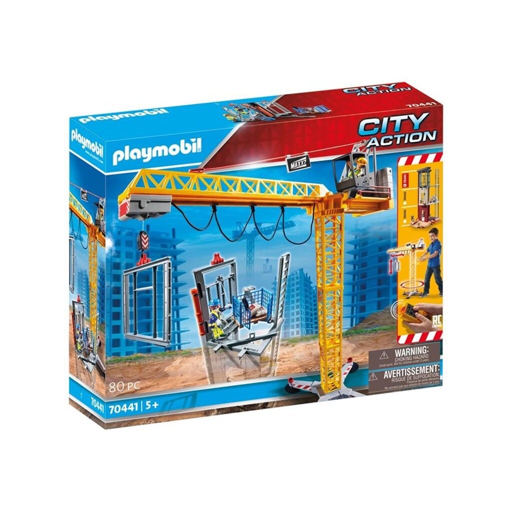 Playmobil City Action - Fjernstyret byggekran med byggedele