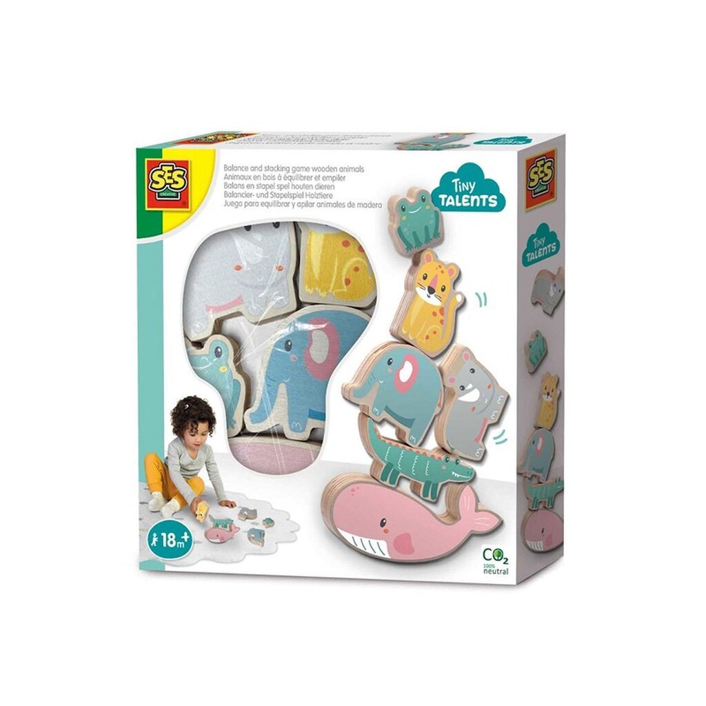 Tiny Talents - Balance and Stacking Game Wooden Animals
