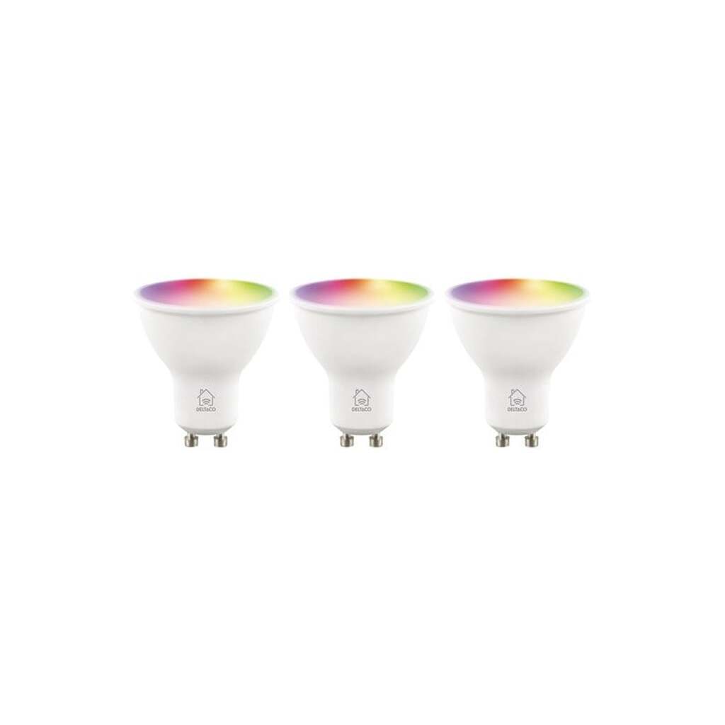Deltaco Smart LED-pærer, GU10, RGB, Wi-Fi, 4,7 W, 3-pak