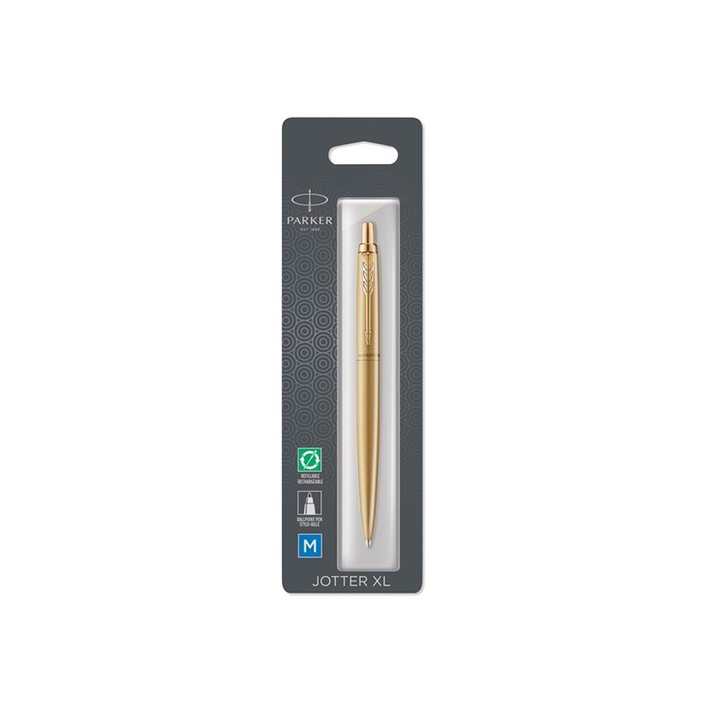 Parker Jotter XL monokrom guld GT-kuglepen, M blå, boblepakke med 1