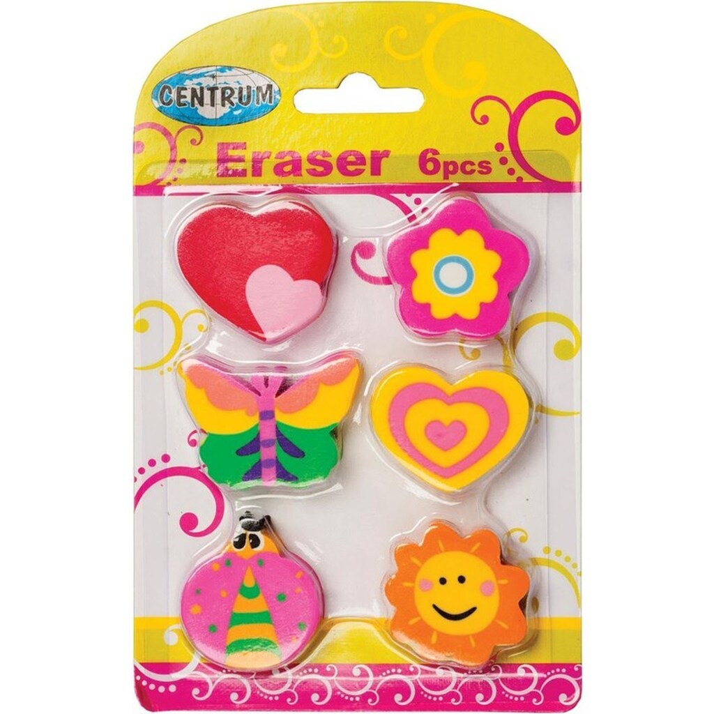 CENTRUM Viskelæder HJERTER 6 stk. ass. på kort