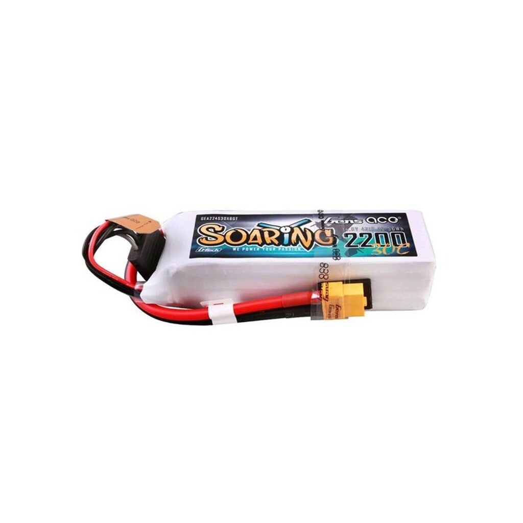Gens ace &amp;Tattu G-Tech Soaring 2200mAh 14.8V 30C 4S1P Lipo Battery Pack with XT60 plug