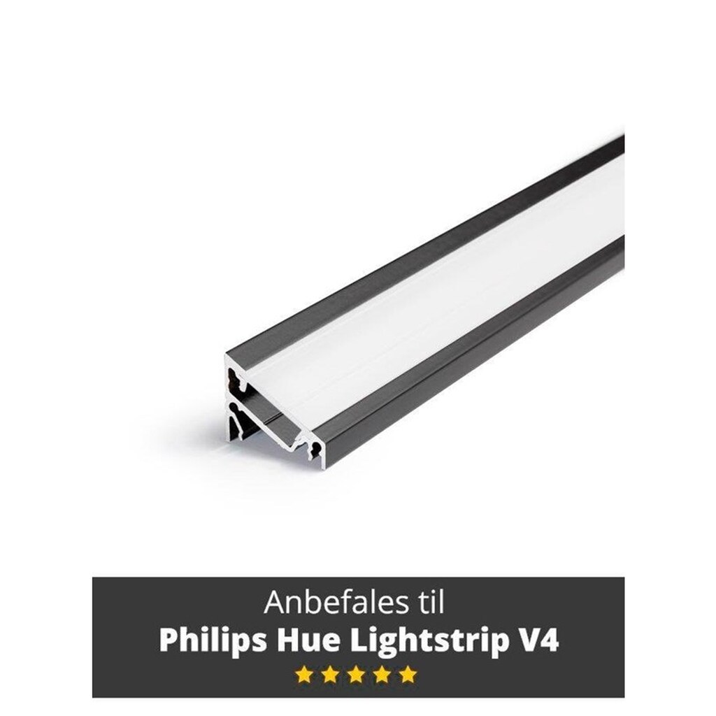 Light Solutions Aluminiumsprofil - Model C til Philips Hue og LIFX - Sort