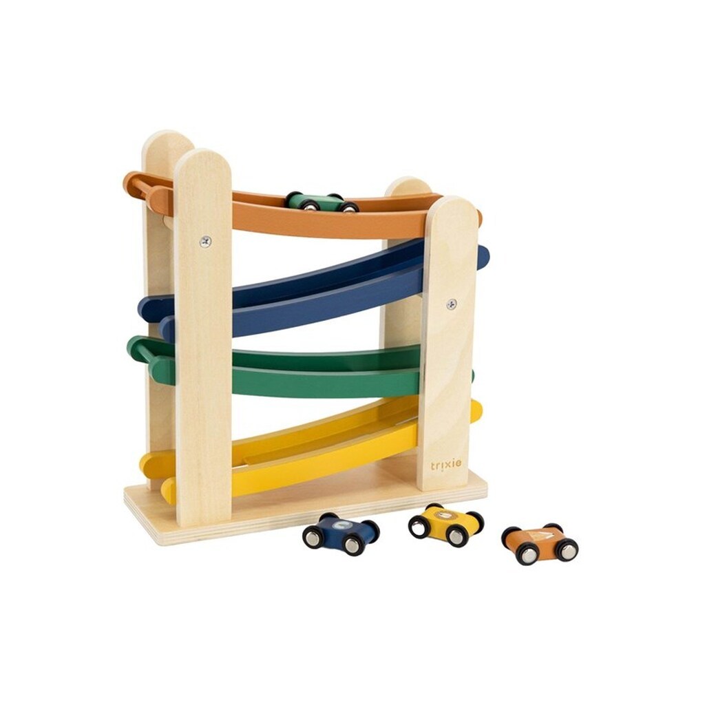 Trixie Baby Wooden Car Track with 4 Cars