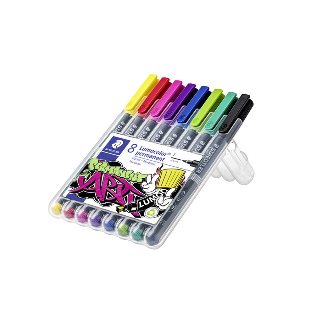 Staedtler Lumocolor Perm F 0,6mm 8 ass/boks