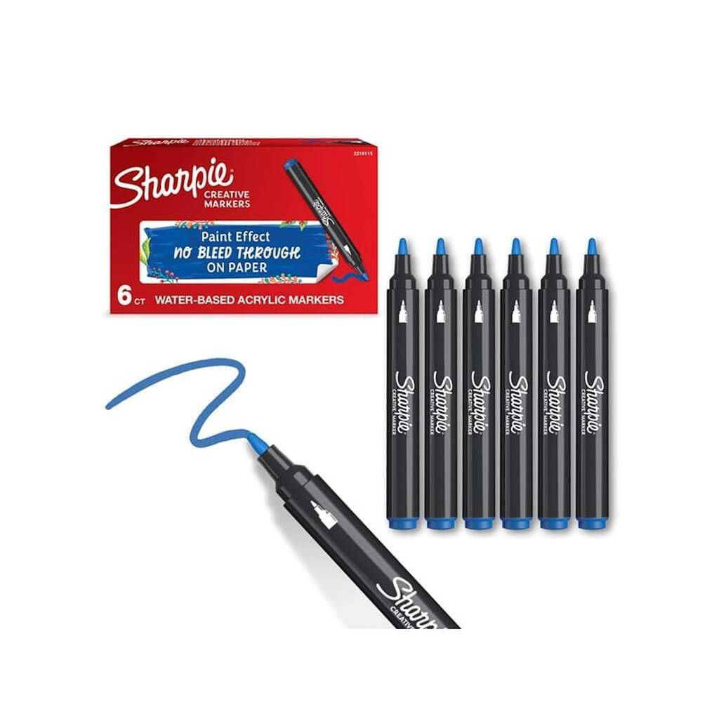 Sharpie Creative Akryl Paint Marker | Bullet spids | Blå | 6 stk