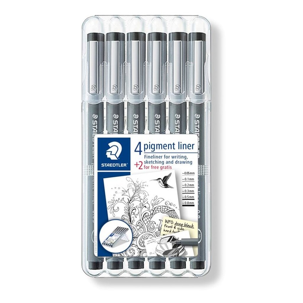 Staedtler STAEDTLER Pigment L. 4+2 ass/boks