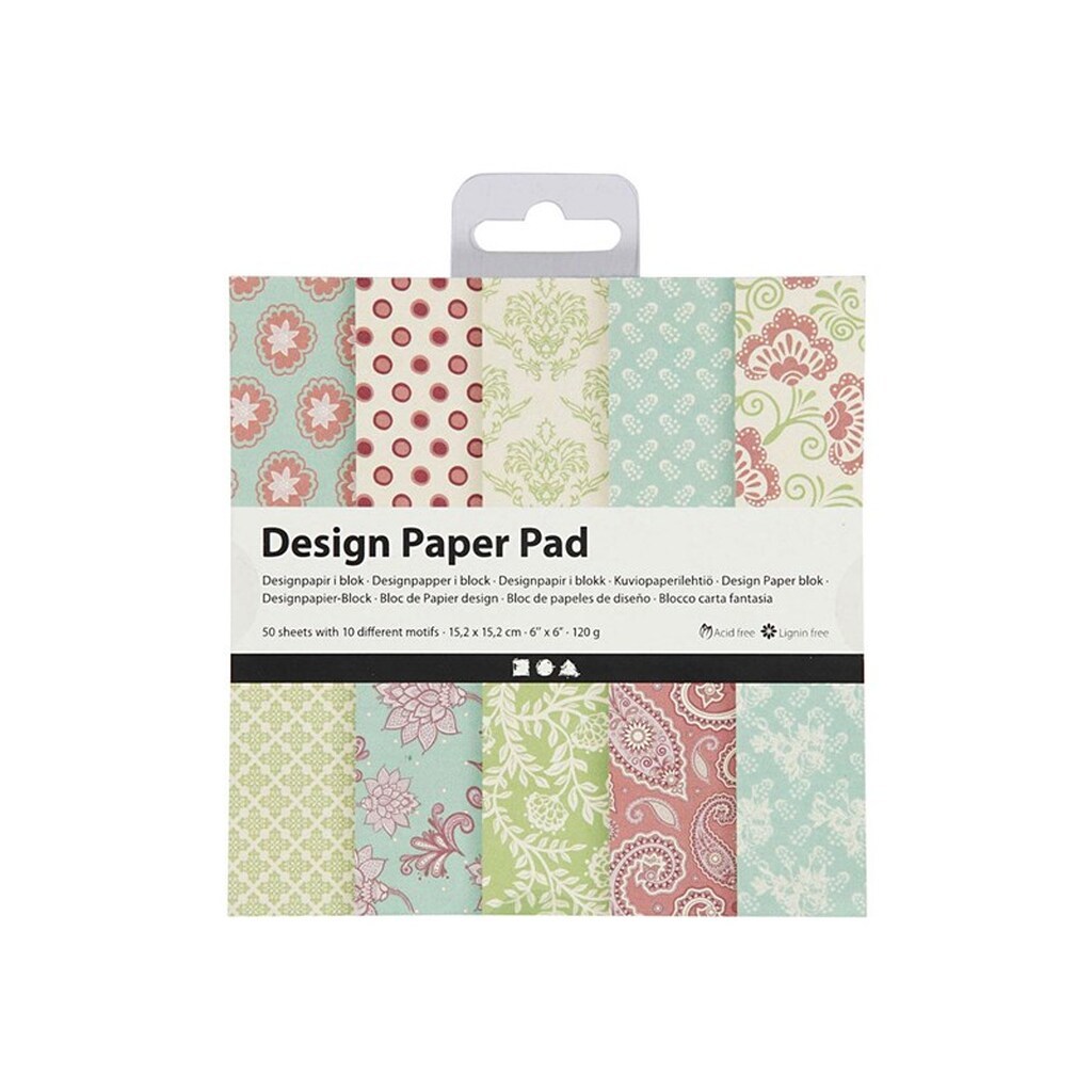 Creativ Company Design Paper Block Mint Green/Purple 50 Sheets