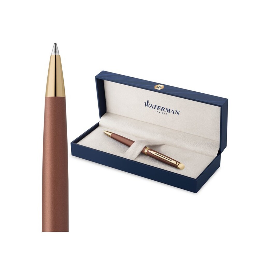 Waterman Hémisphère Kuglepen | Copper Red (The Understated Edit Collection) | Medium Spids med Blåt Blæk | Gaveæske