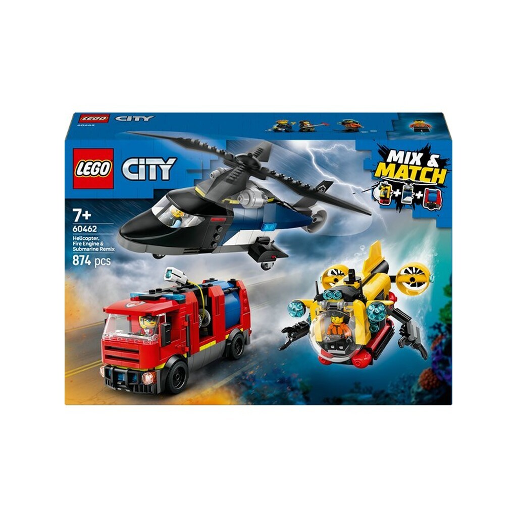 LEGO City 60462 Remix - helikopter, brandbil og ubåd