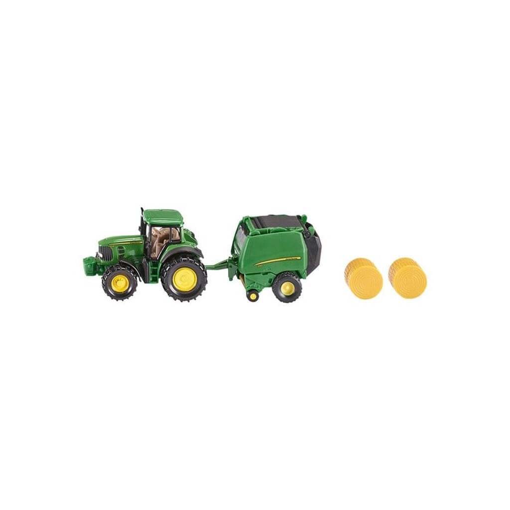 SIKU Siku John Deere traktor med rundballepresser