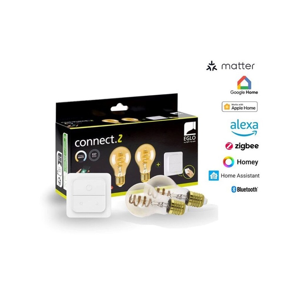 EGLO E27 LED-Z MATTER A60 CCT 7W 806lm amber 2-pak m/afbryder
