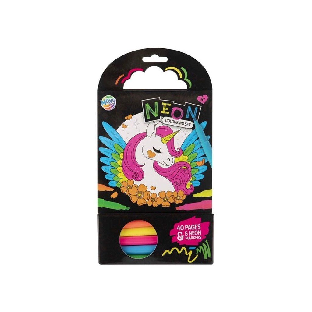Creative Craft Group Unicorn Coloring Book with 5 Neon Markers 40 Sheets
