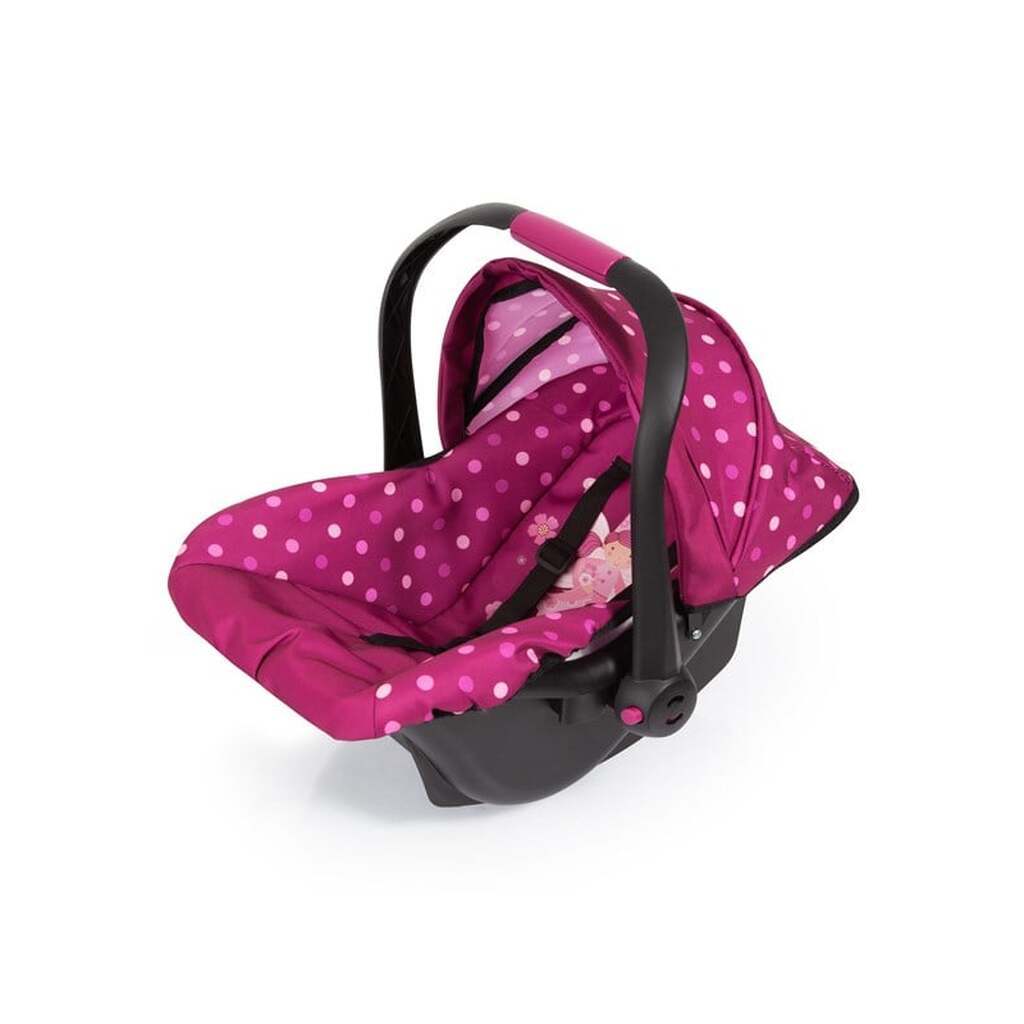 Bayer Design Deluxe Car Seat with Canopy for Dolls  - Rose w/ dots