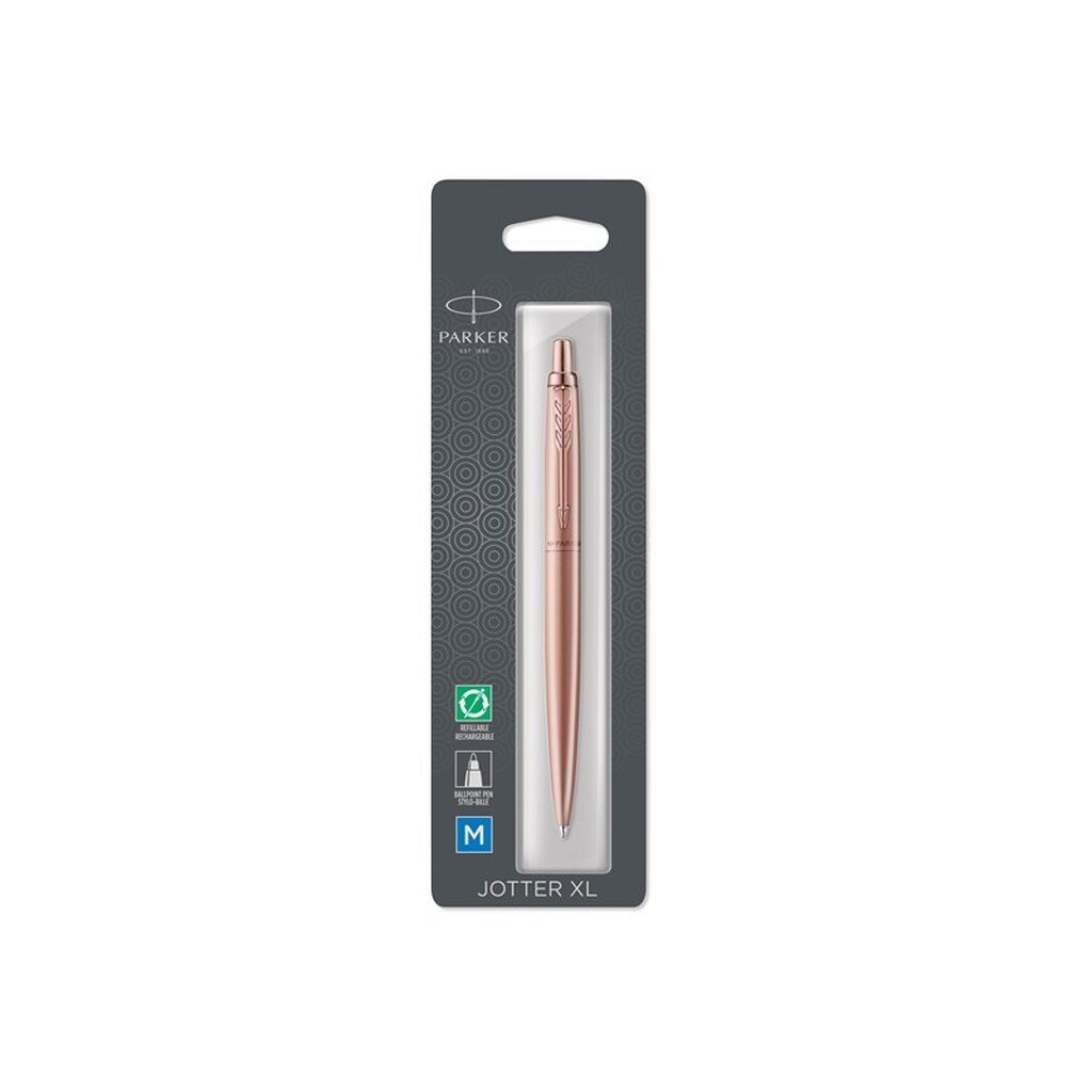 Parker Jotter XL monokrom pink guld PGT-kuglepen, M blå, boblepakke med 1