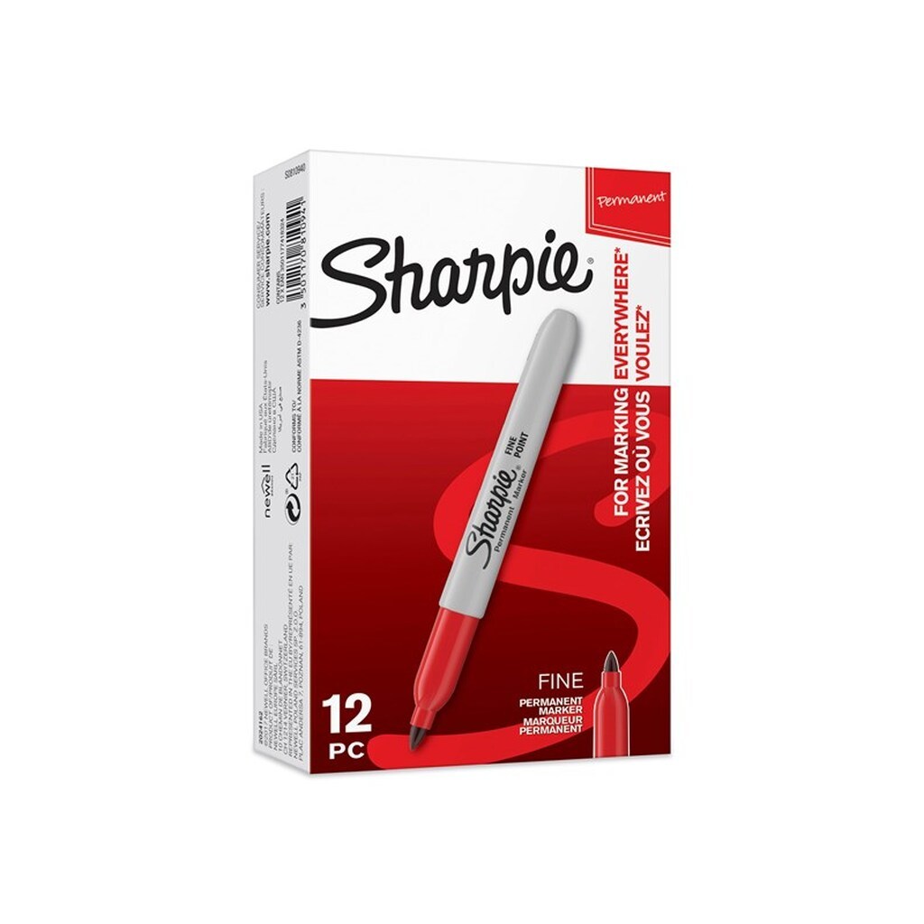 Sharpie Permanent Markers | Fin spids | Rød | 12 styk