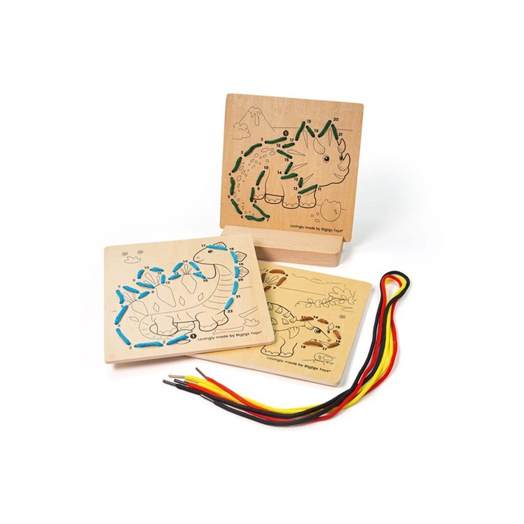 Bigjigs Threading  on Number Dinosaur Wood