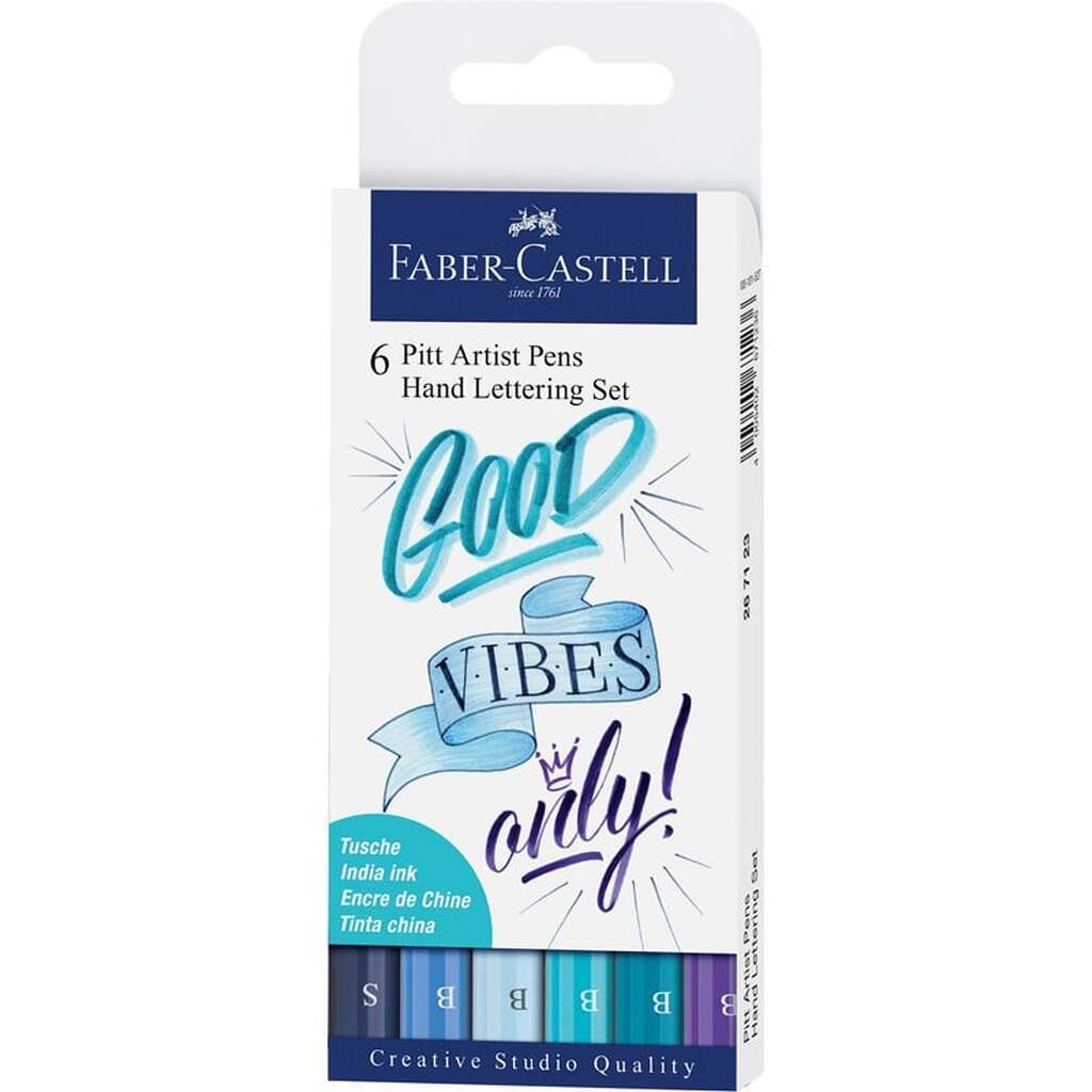 Faber-Castell Pitt artist pen hand lettering 6 ass blå
