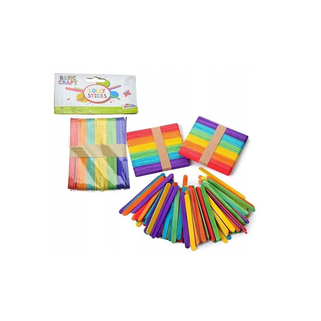 Creative Craft Group Lolly Sticks, Ispinde, ass. frv. 80 stk