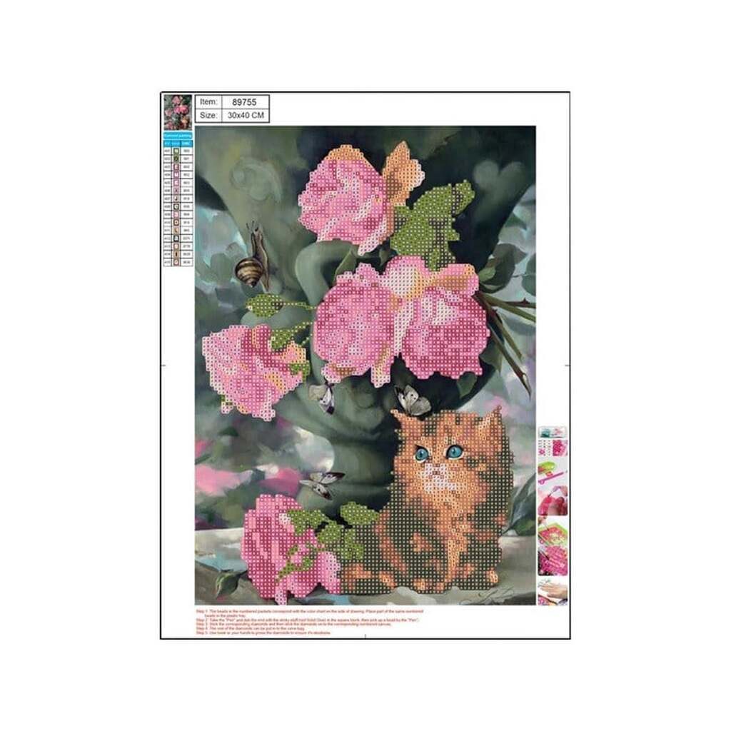 CENTRUM Diamond Painting 30*40cm. Kat og blomst