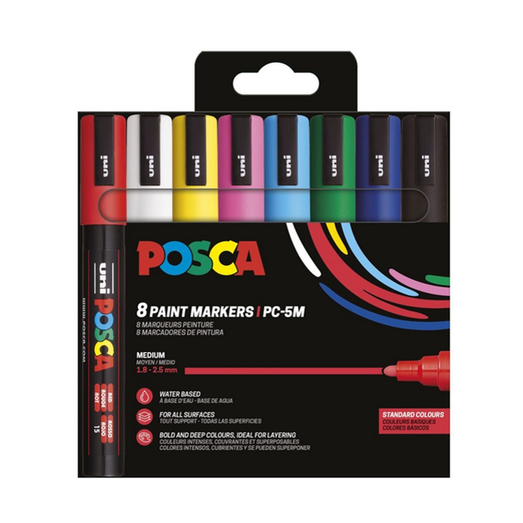 POSCA marker sæt PC-5M 8 ass. standard farver