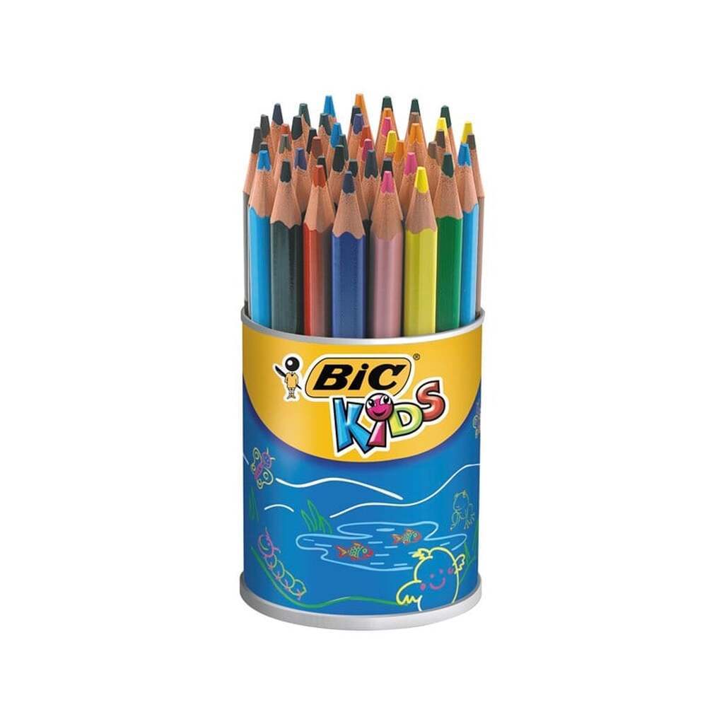 BIC Kids Evolution Triangle ECOlutions Trekantede farveblyanter - Assorterede farver, potte med 48
