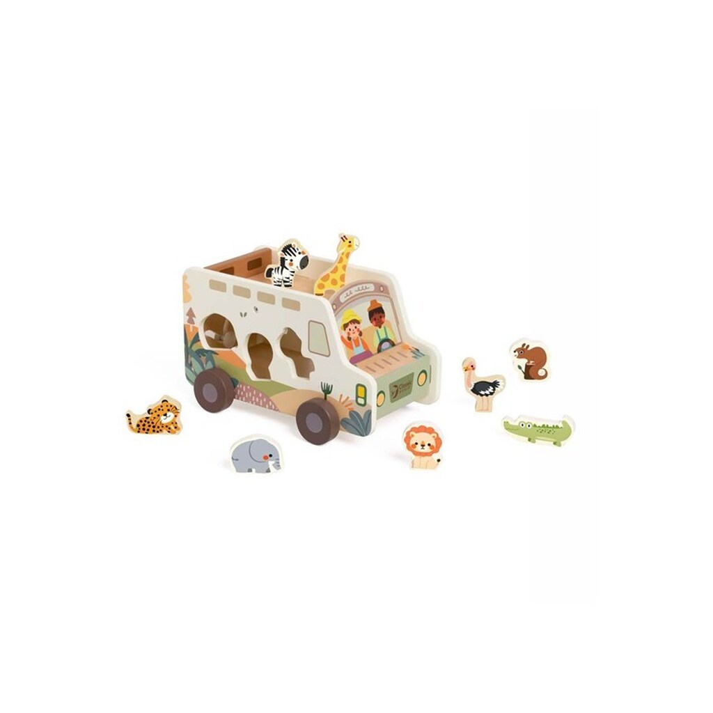 Classic World Wooden Adventure Safari Car Shape Sorter 9pcs.