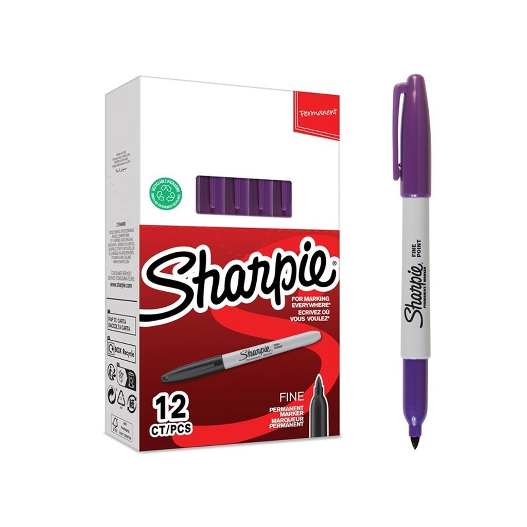 Sharpie permanente markers | Fin spids for dristige detaljer | Lilla blæk | 12 Stk