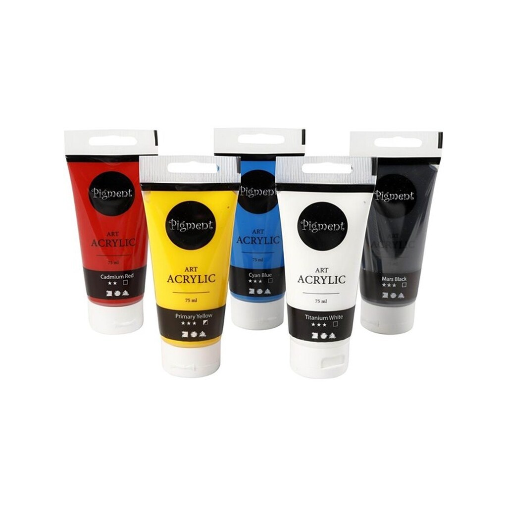 Creativ Company Pigment Art Acrylic Paint Primary Colors 5x75ml