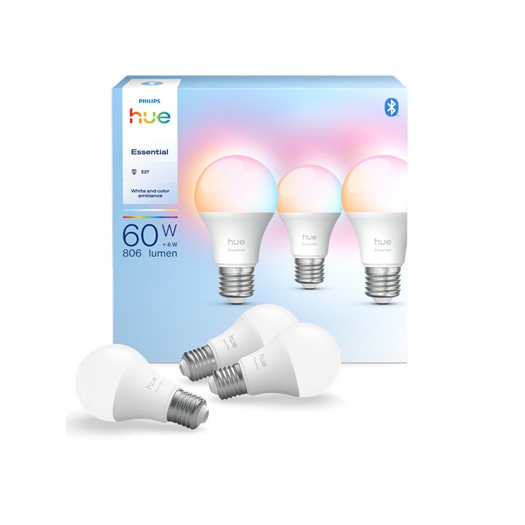Philips Hue Essential A60 - E27 pære - 806 lumen - 8 W - 3-pakke