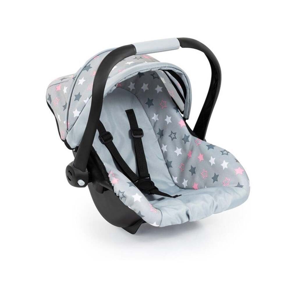 Bayer Design Deluxe Car Seat with Canopy for Dolls - Grey w/ Stars
