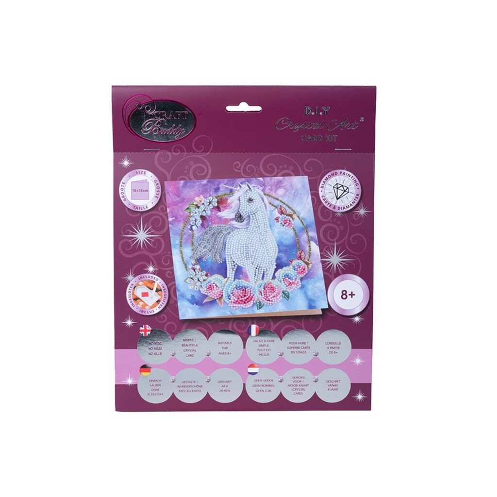Craft Buddy Unicorn Garland, 18x18cm Crystal Art Card